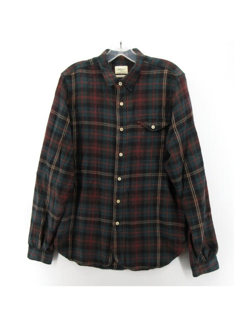 Bellerose Shirt Medium Red Japanese Fabric Wool Blend Flannel Plaid